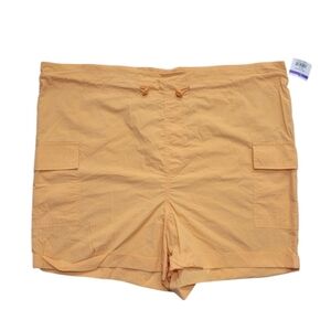NWOT Steve Madden Lightweight Orange Bungee Drawstring Windbreaker Cargo Shorts